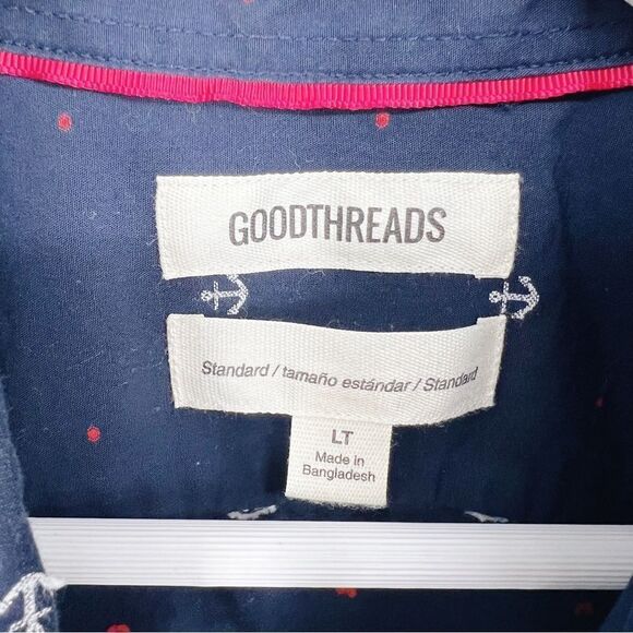 GoodThreads Nautical Anchor Button Up Shirt Sz L - Picture 4 of 6